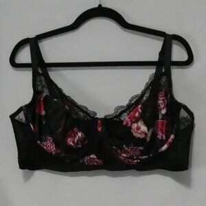 TORRID CURVE | size 2 | Elegant Floral Lace Bra With Rose Design | Underwire